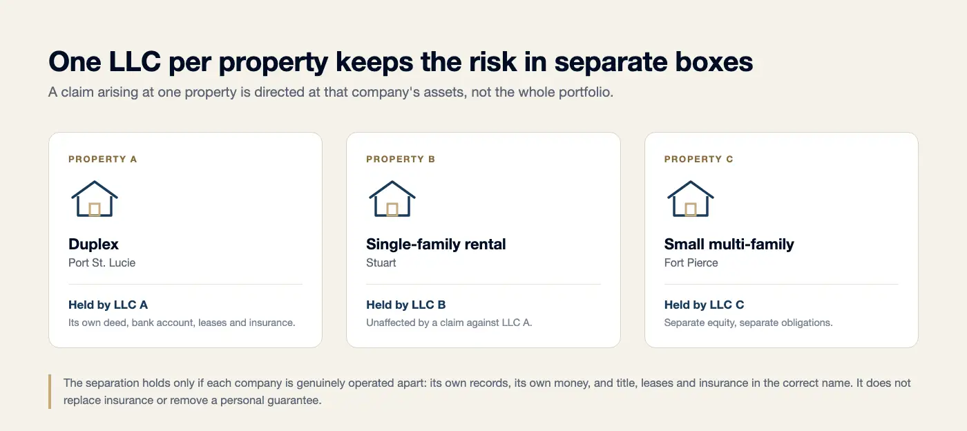 Separate LLC structure used to isolate three Florida investment properties